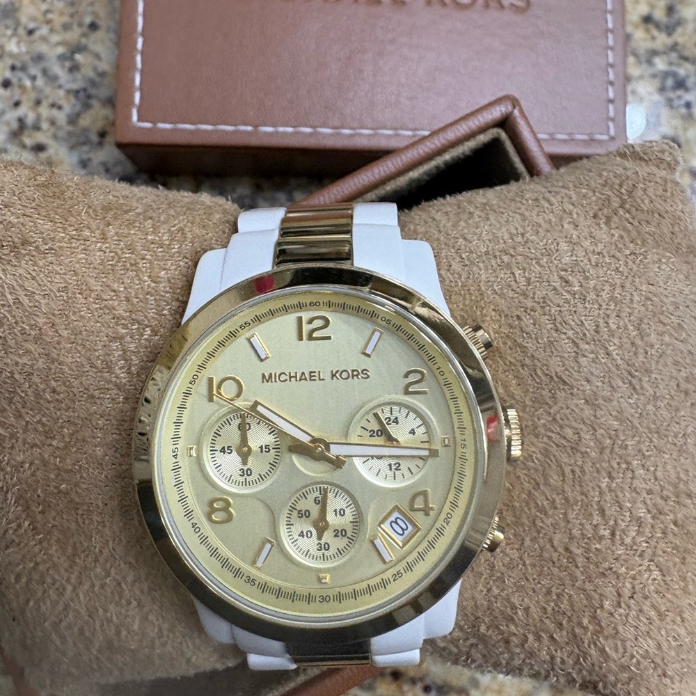 Michael Kors Gold and White Watch